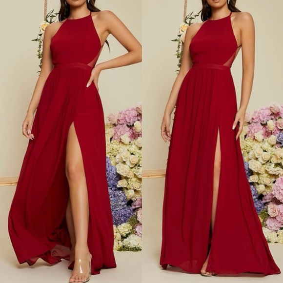 Luxe red open back maxi dress - Picture 2 of 3